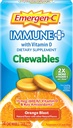 Emergen-C Immune + Chewables 1000mgビタミンC錠、ビタミンD、免疫力のための免疫サポート栄養補助食品、オレンジブラスト風味 - 14カウント