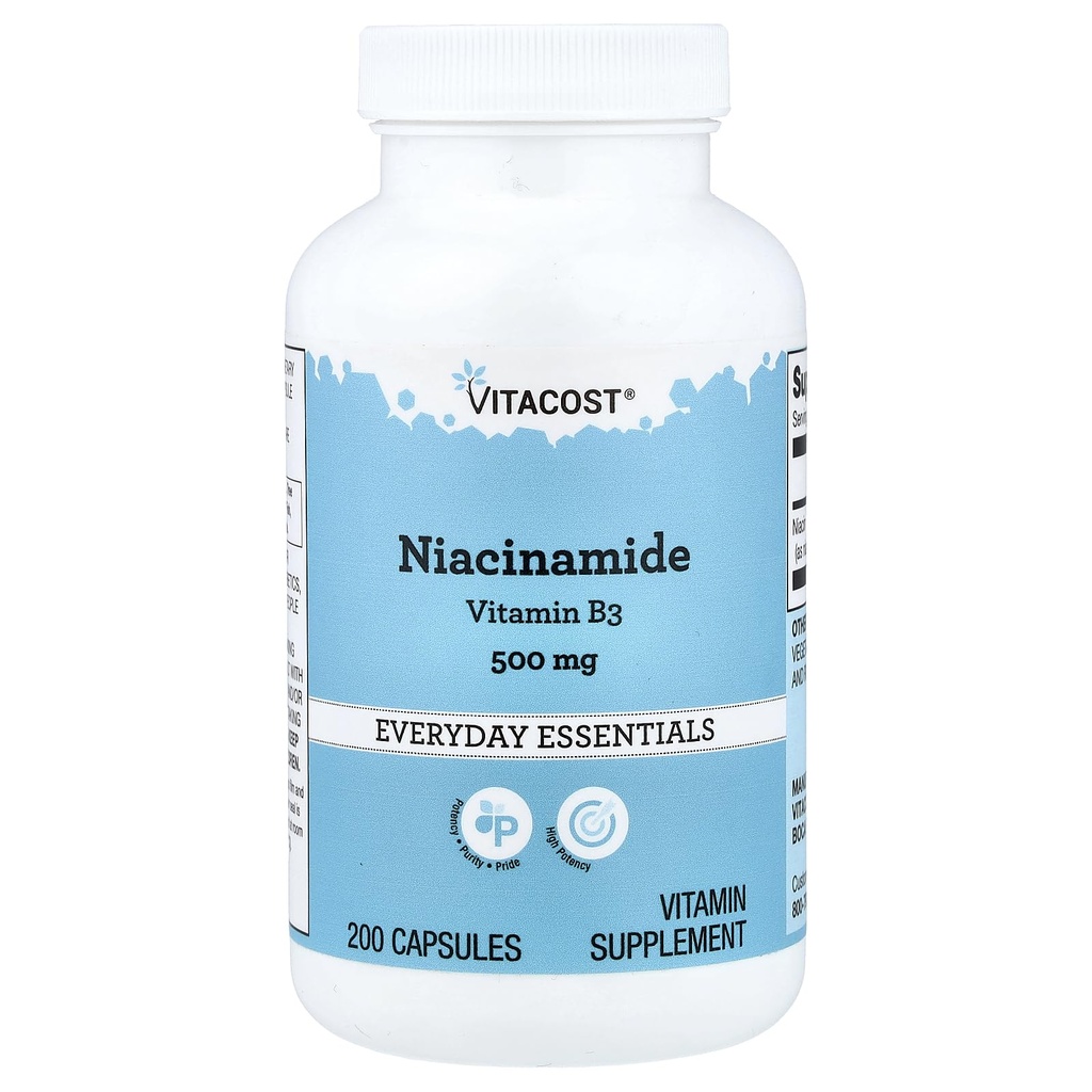 Vitacost Niacinamide (ビタミンB-3) - フラッシュのナイアシン - 500のmg - 200のカプセル無し