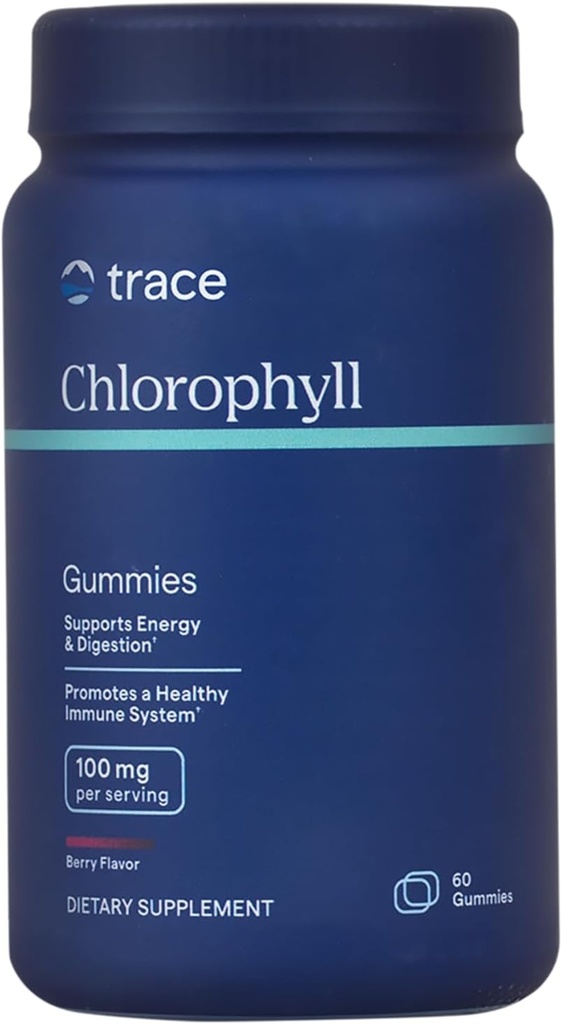 トレースミネラルクロロフィルグミー、100mg - 健康的な消化をサポート、免疫&皮膚の健康 - 最大吸収と天然エネルギー&細胞機能フォーミュラ - ベリー風味、60ガミー(30のサービング)
