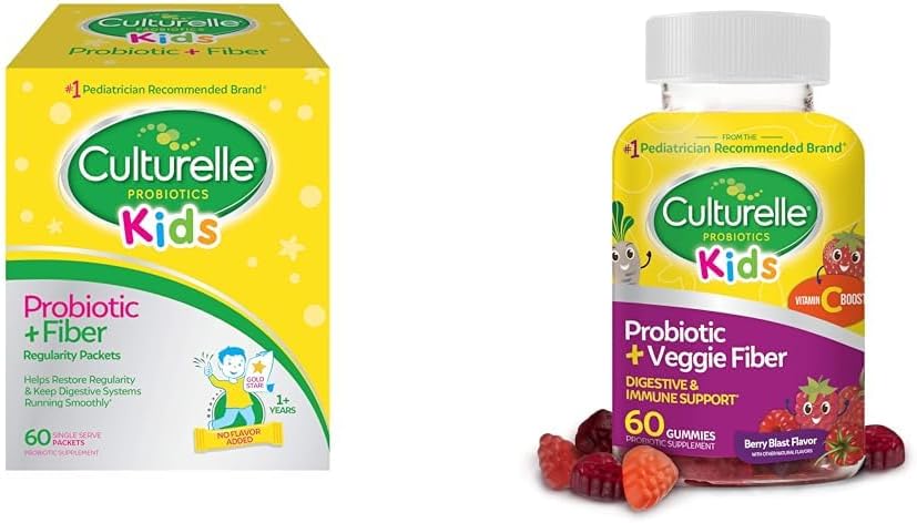 Culturelleキッズプロバイオティック+ファイバパケット60カウント&デイリープロバイオティックグミー60カウント - 消化と免疫の健康
