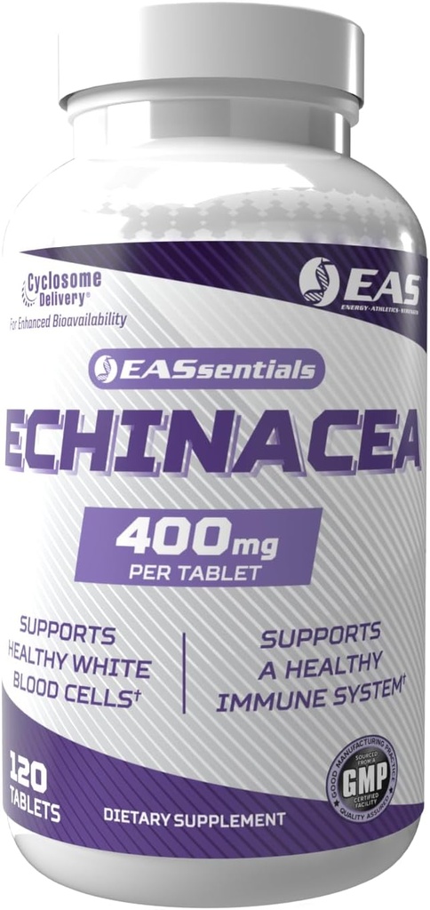 EAS Experimental and Applied Sciences Echinacea 400mg | Tri Blend Formulation | Immune & Respiratory Support | Gluten Free, Non GMO | Better Absorption with Cyclosome Delivery | 120 Tablets