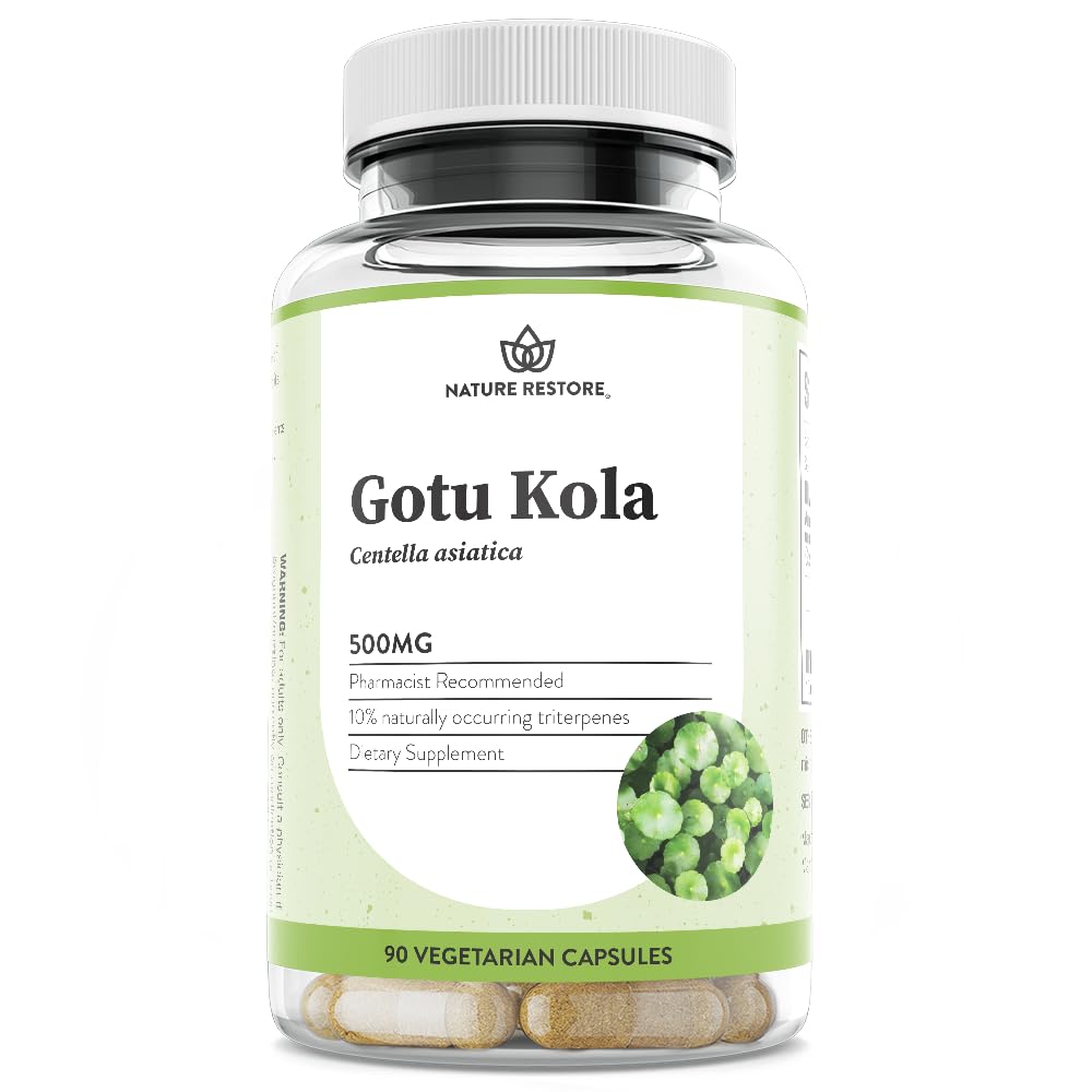 Nature Restore Gotu Kola Extract Supplement, に標準化 10 パーセントトリテルペン, 米国で製造, 90 カプセル, 非GMO, グルテンフリー, 完全菜食主義者の