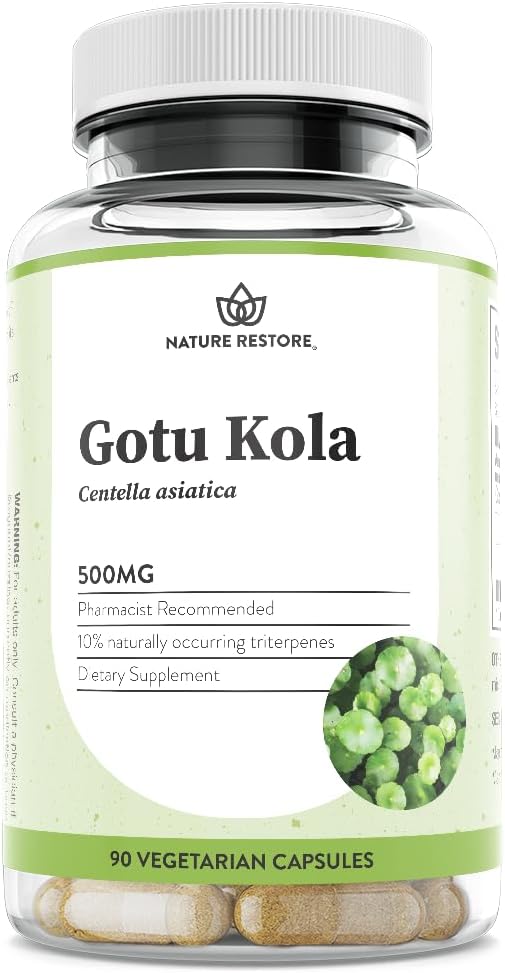 Nature Restore Gotu Kola Extract Supplement, に標準化 10 パーセントトリテルペン, 米国で製造, 90 カプセル, 非GMO, グルテンフリー, 完全菜食主義者の