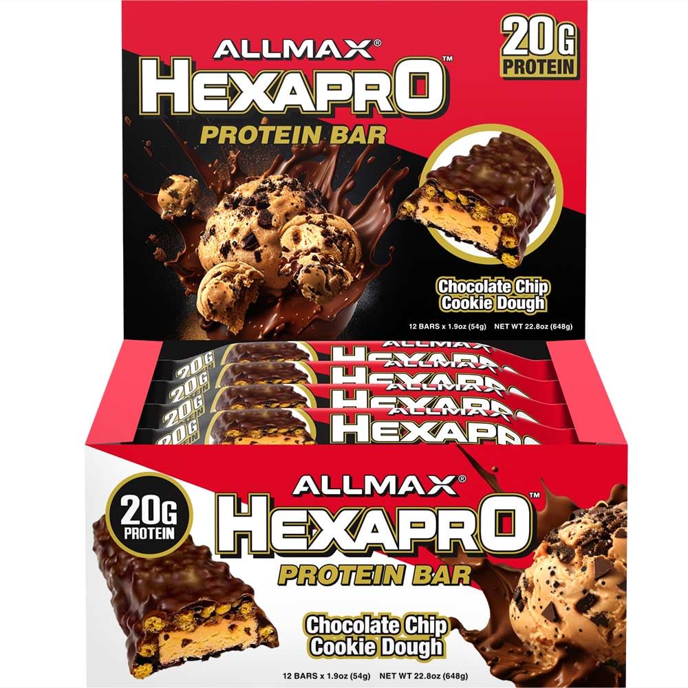 オールマックスヘクサプロ プロテインバー、チョコレートチップクッキーダフ - 12のパック - ハイプロテインエナジースナック - 20 gのプロテインバー - ウィープロテインアイソレート付き