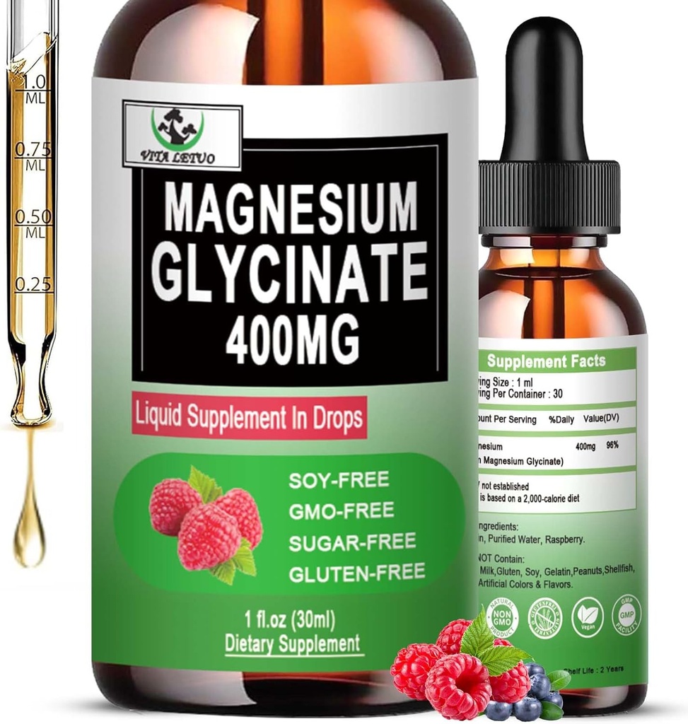 マグネシウムのGlycinate 400mgの液体のマグネシウムのGlycinateは骨、免疫サポート、ビーガン、非GMO、グルテンフリーの  30のサービングのための6Xの高い吸収を落ちます