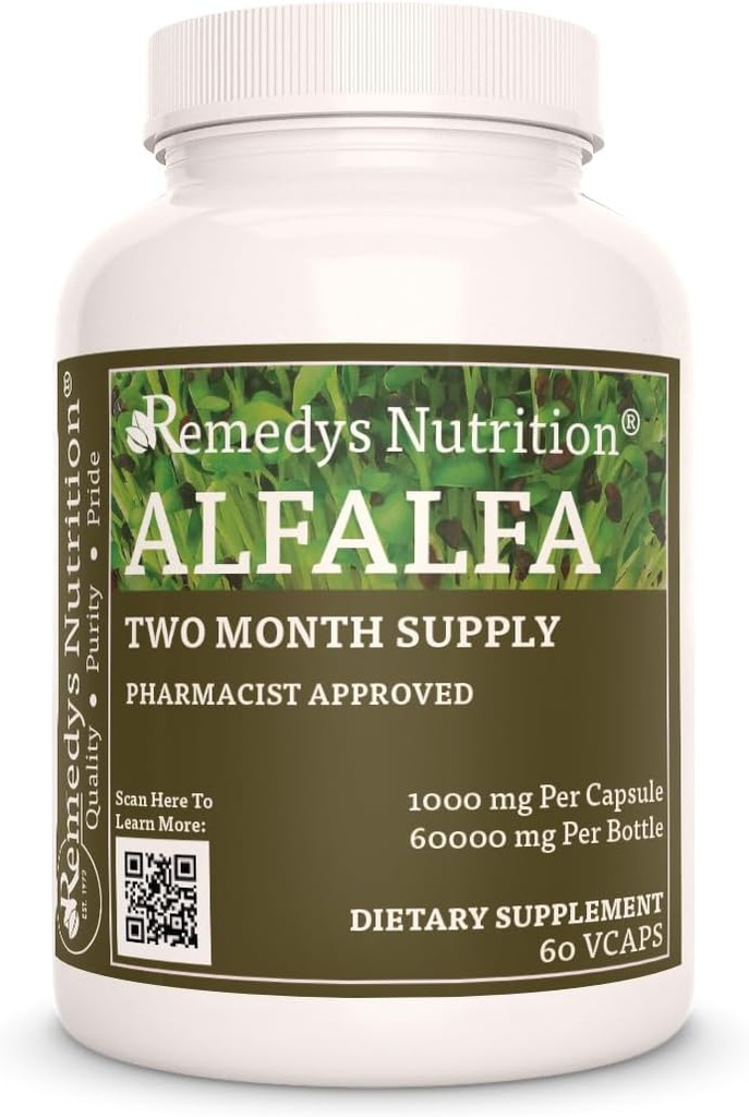 Remedyの栄養アルファ - 1,000のmg、60のビーガンカプセルの草の食事療法の補足 - 2か月の供給