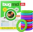 BugMD 10のパックの蚊のブレスレット、大人のためのDEET-Freeバンド及び子供、キャンプ、ハイキング、浜、旅行及び屋外の要素のための自然な及び防水シクロネラのリストバンド
