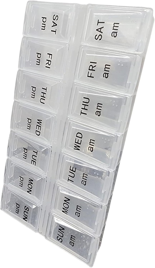 Twice a Day Pill Organizer, Weekly Day and Night Pill Container, Day and Night Medication or Vitamin for Morning or Night AM PM Separation (12)