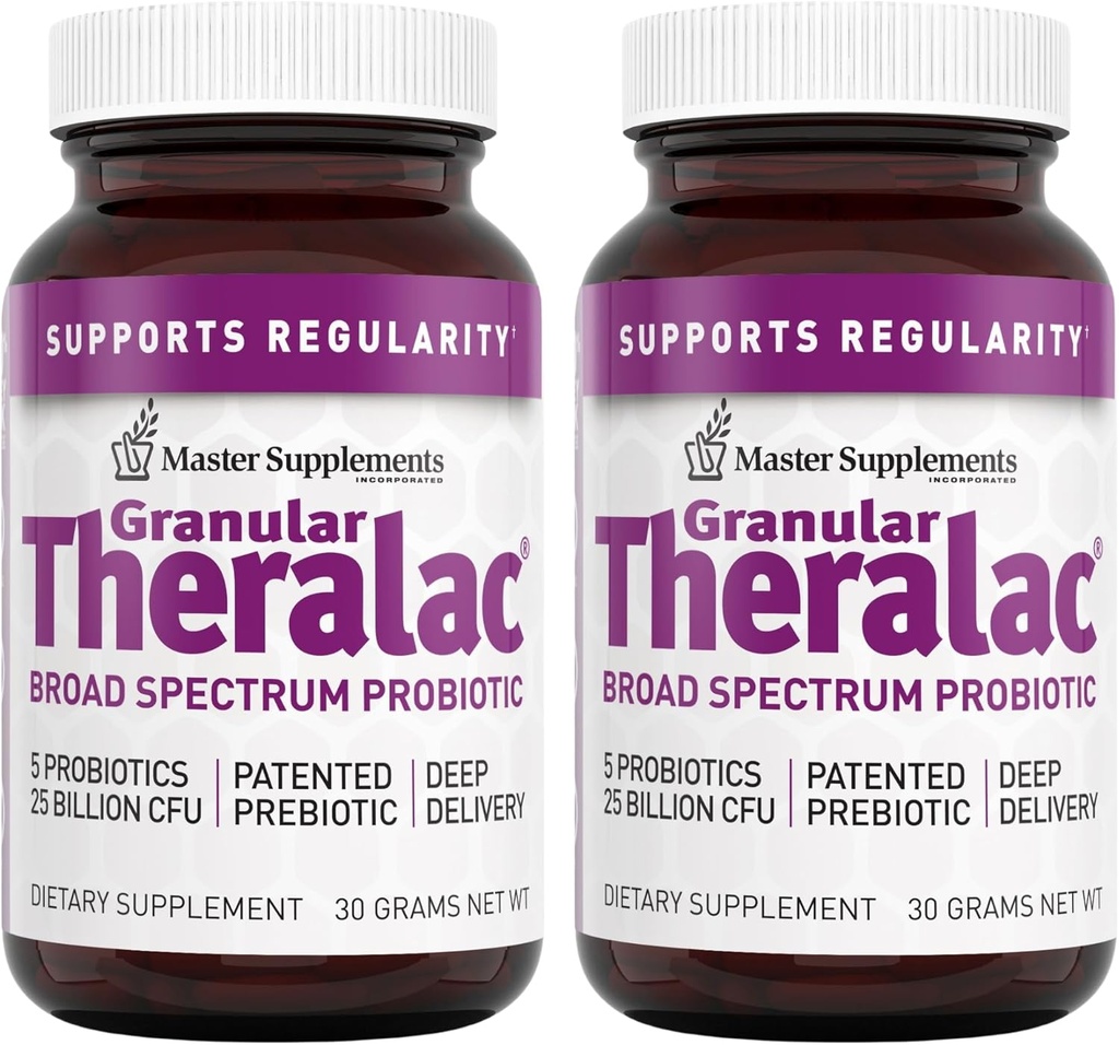 マスターサプリメント粒状Theralac - 1.05 oz, 2のパック - 最適な腸の健康のためのマルチストレインプロバイオティックパウダー - 子供のための偉大な人 - ビーガン, グルテンフリーグルテンフリー - 80 合計サービング