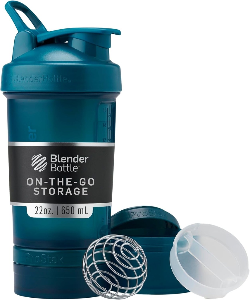 ピルオーガナイザーとプロテインパウダー、古典的なV2 ProStakシステム、22-Ounce、オーシャンブルーのBlenderBottleシェーカーボトル