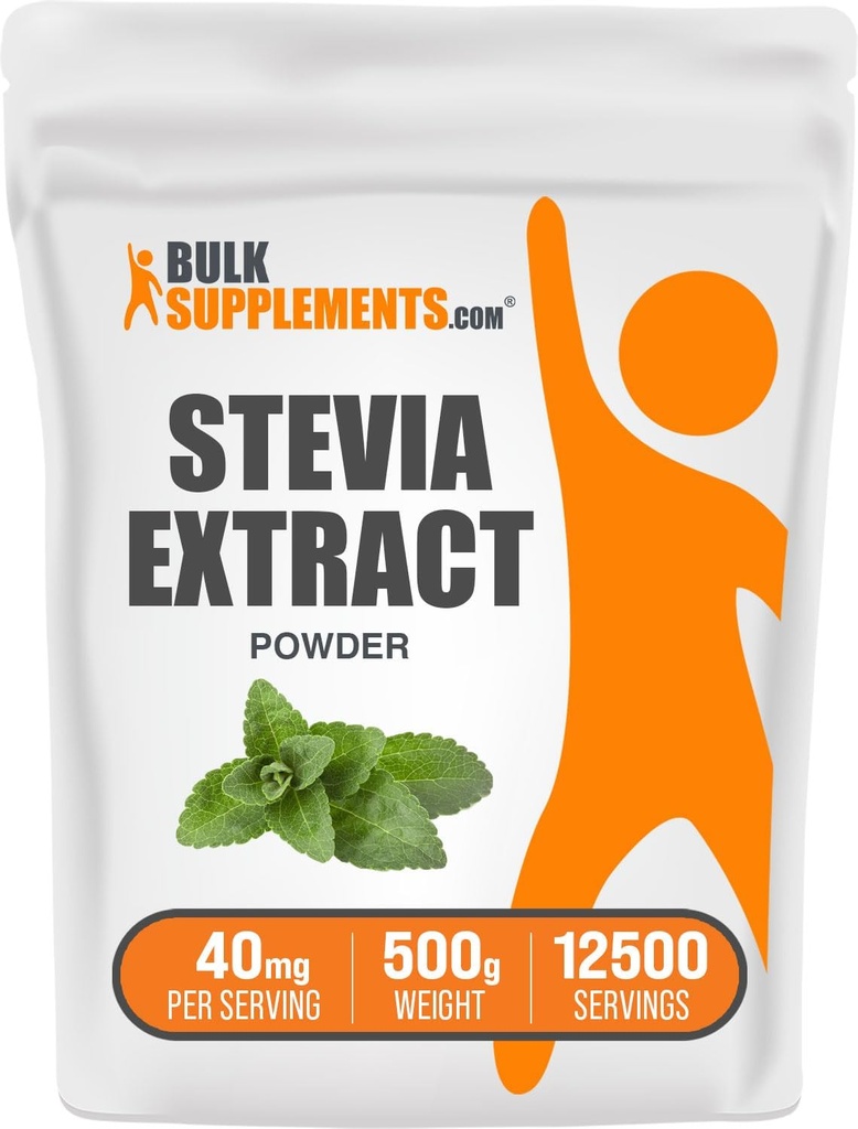 BulkSupplements.com Stevia Extract Powder - Stevia Sweetener - Zero Calorie Sweetener、グルテンフリー、40mg/サービング、500g(1.1ポンド)(パッケージ1)