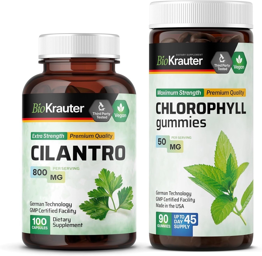 BIO KRAUTER Cilantro 100のカプセル及びChlorophyll 90のグミ