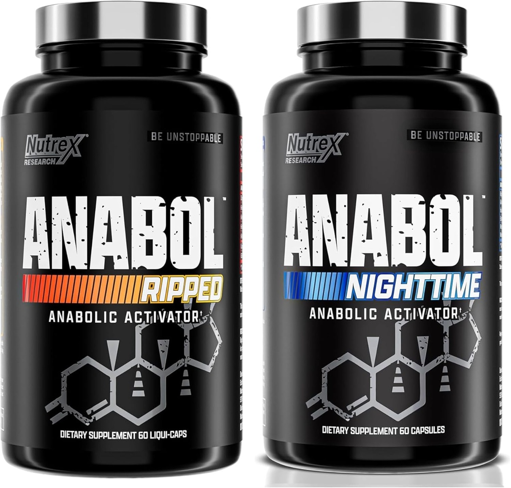 Nutrexの研究 Anabol のリッピング & 夜間 PM 筋肉ビルダーとシュレッディング コンボ