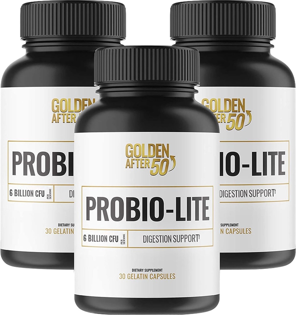ゴールデンアフター50 Probio-Lite - グット健康と消化のサポート - 男性と女性のためのプロバイオティクス - 3ボトル - 時事ハートバーン、ガス、消化器のためのプロバイオティクス