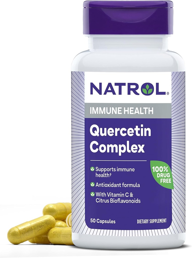 Natrol Quercetinのコンプレックス、免疫の健康のための食事療法の補足、ビタミンCおよびCitrusのBioflavonoids、50のカプセル、25日の供給までのケルセチンの補足