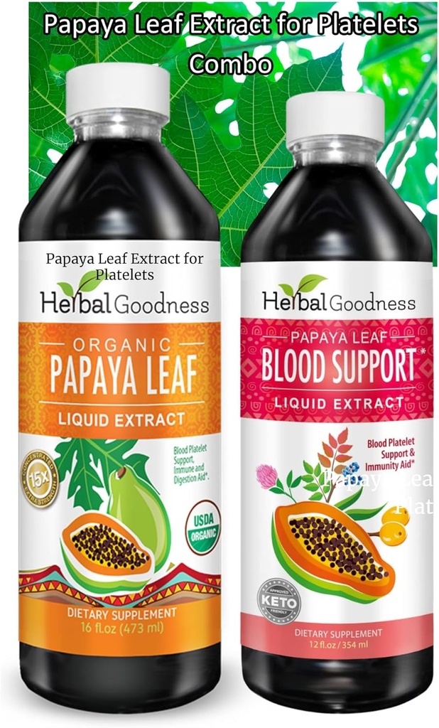 Papaya の葉のエキスの束-消化および血サポート コンボ、2単位、12oz および 16oz 非 GMO - 草の商品
