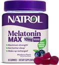 NatrolのMelatonin 10mgの睡眠の援助の補足、80の計算MelatoninMaxのガミー、Blueberryの味、10のmgのMelatoninのガミー、時事な眠り、80日の供給のための