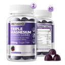 マグネシウムグミー 500mg 400mg | 高吸収性、骨、ナエルブス、筋肉 | 3 種類のマグネシウムコンプレックスサプリメント グリシン酸塩、塩酸塩 | 大人 - 完全菜食主義者、砂糖無料、120Cts