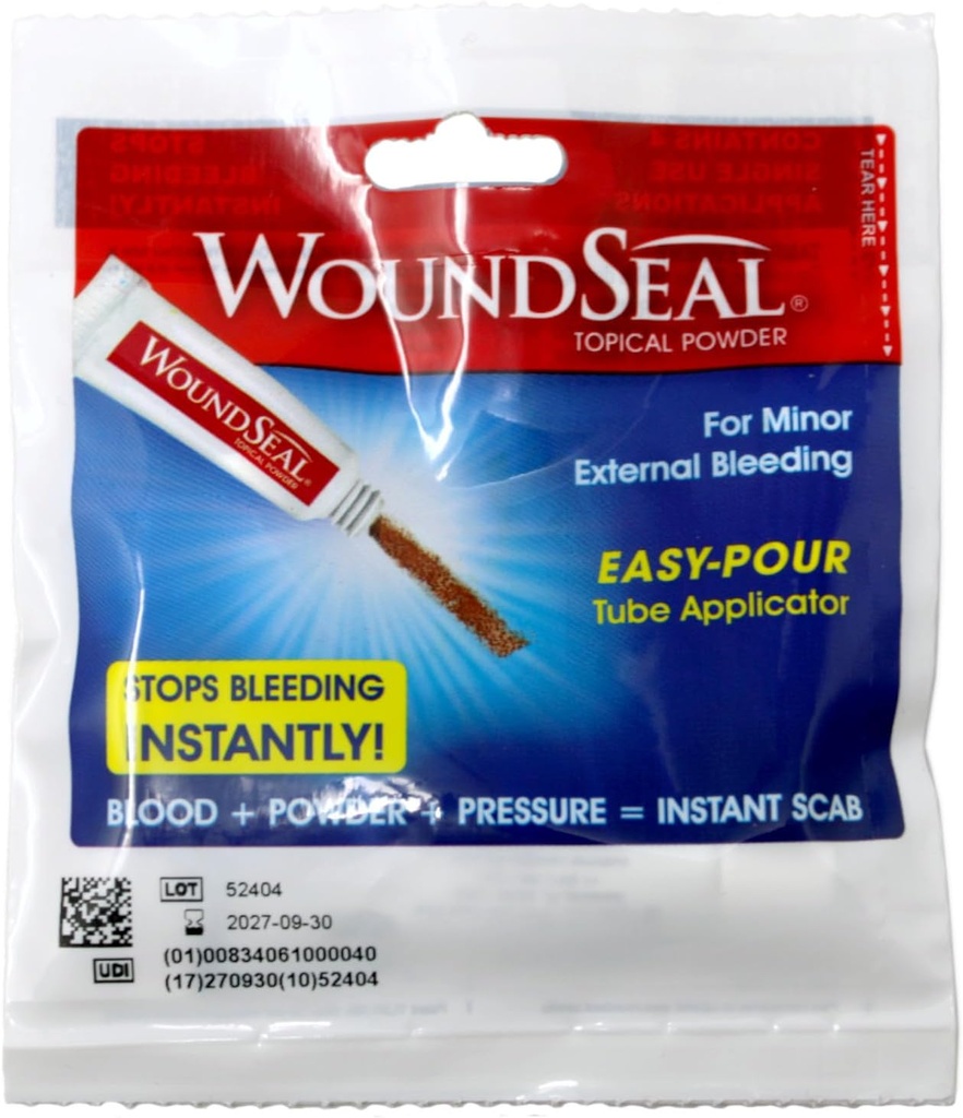 WoundSeal の切口、Scrapes および Abrasions の単一の使用のための Topical の粉の傷の心配最初の援助、4 の計算(包装の 5 月 Vary)