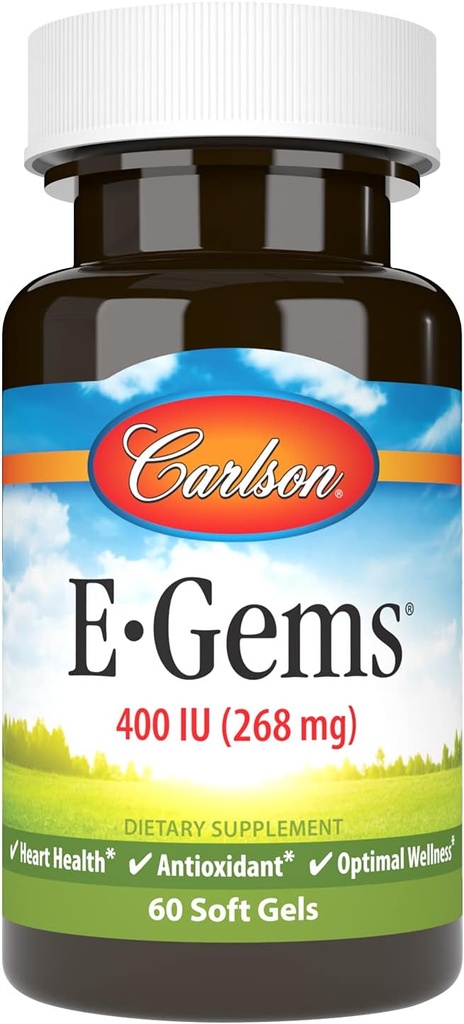 Carlson Labs E-GemsナチュラルビタミンE、400 IU、60 Softgels