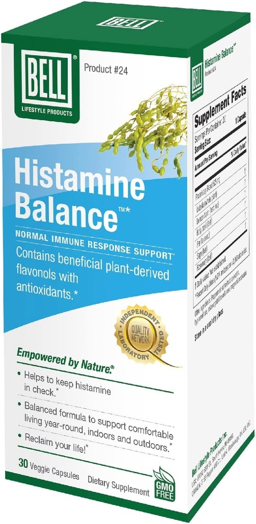 Bell Histamine Balance - Natural Supplement, Optimizing Immune Response & Maintaining Healthy Respiration Comfort - Unique Blend, 30 Veggie Caps
