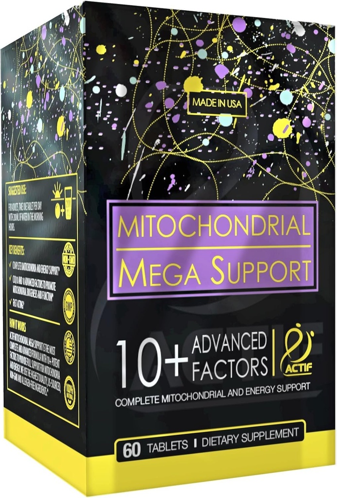 Actif Mitochondrial Mega 10以上の高度なファクターとサポート - 非GMO、高速演技、ミトコンドリア、エネルギーサポート、米国製、60カウント