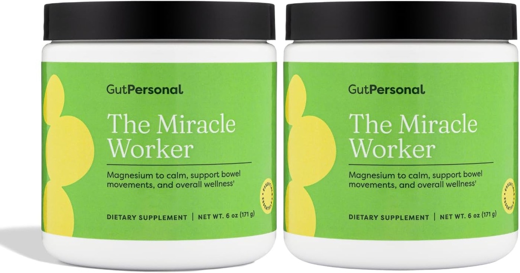 The Miracle Worker Magnesium Powder Supplement: Reduce Stress and Improve Sleep Quality and Regularity While Easing Muscle Cramps, Strawberry Flavor, 60 Servings Total, 2 Pack