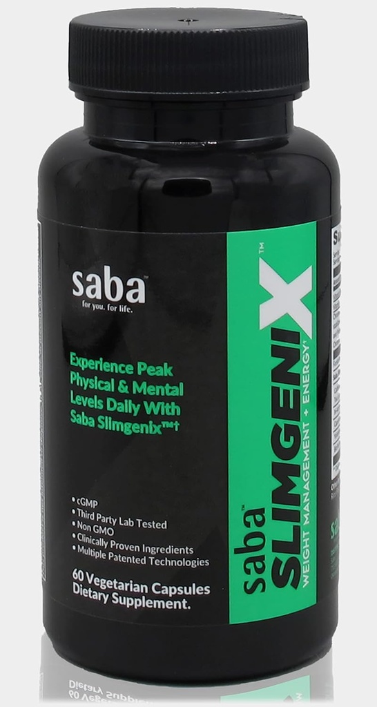 Saba SlimGenix -エネルギー、重量管理、食欲制御、焦点、ブランド化された、特許を取られた及び臨床証明された原料-60のカプセルが付いている脂肪バーナー