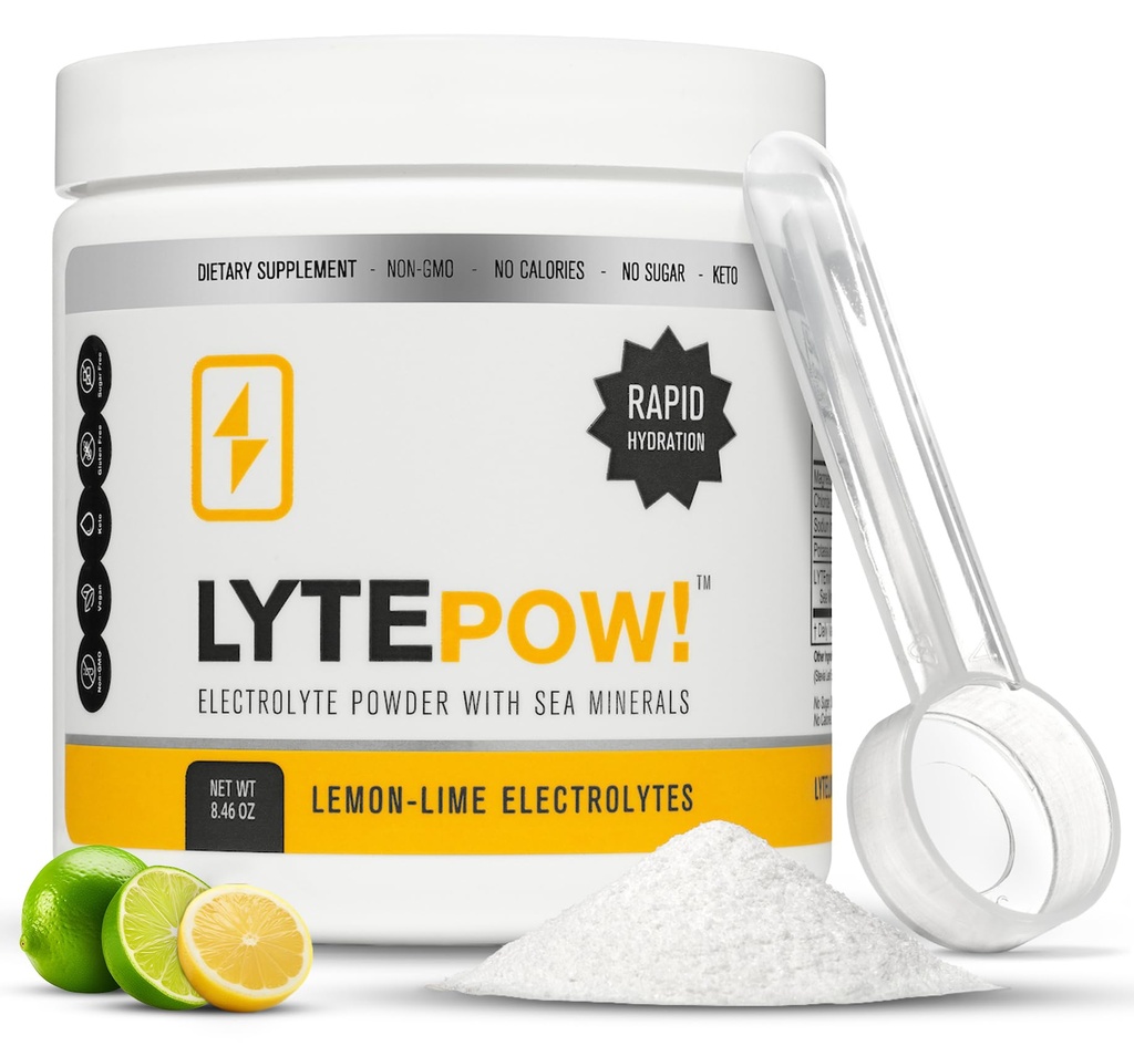 LyteLine電解液パウダー - 海ミネラル - レモンライム水分補給サプリメント - 90サービング - Non-GMO、Noカロリー、砂糖なし - おいしいケト補充ドリンクミックス - Exercisingに最適