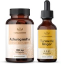 HERBAMAMA Ashwagandhaとターメリックジンジャーキット - 1500 mg Ashwagandha Rootカプセル&ターメリックジンジャーTincture 2 fl oz - ビーガン、非GMO、砂糖&アルコールフリー - 2 パック
