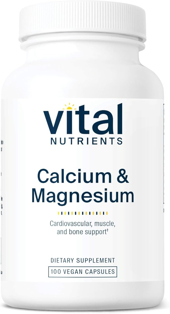 Vital Nutrients Calcium & Magnesium | Vegan Calcium Supplement with Magnesium | Support Bone Strength, Muscle, and Heart Health* | Gluten, Dairy, Soy Free | Non-GMO | 100 Capsules