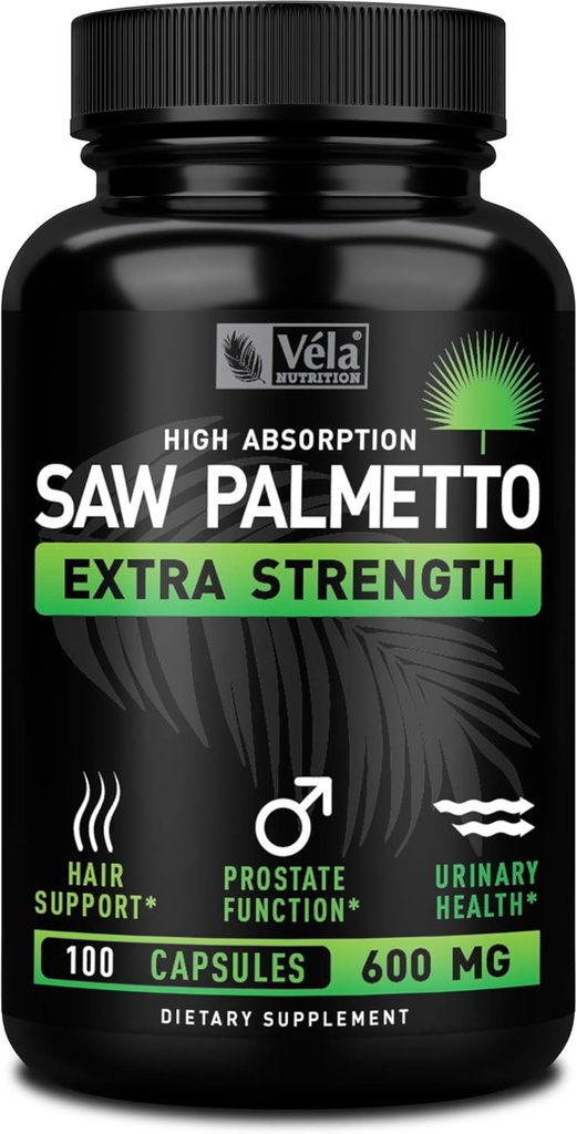 Vela は Palmetto の余分強さの高い吸収の補足のカプセルを-悪い臭い無し- 1 カプセル x 日- 600 の mg 見ました