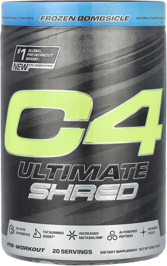Cellucor C4究極のシュレッドプレワークアウトパウダー、Cayenne Extract + 300mgカフェイン + ティークリン + ダイナミン - 冷凍爆弾、20サービング