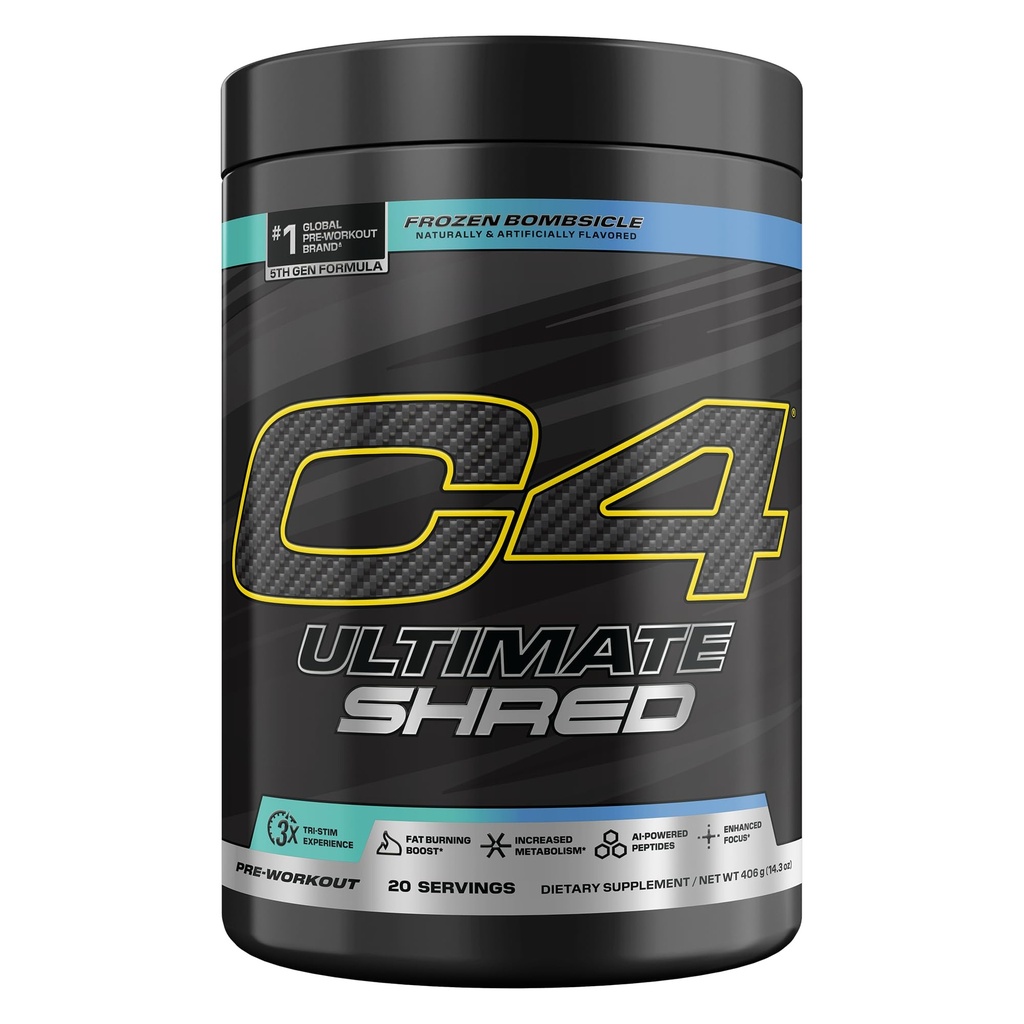 Cellucor C4究極のシュレッドプレワークアウトパウダー、Cayenne Extract + 300mgカフェイン + ティークリン + ダイナミン - 冷凍爆弾、20サービング