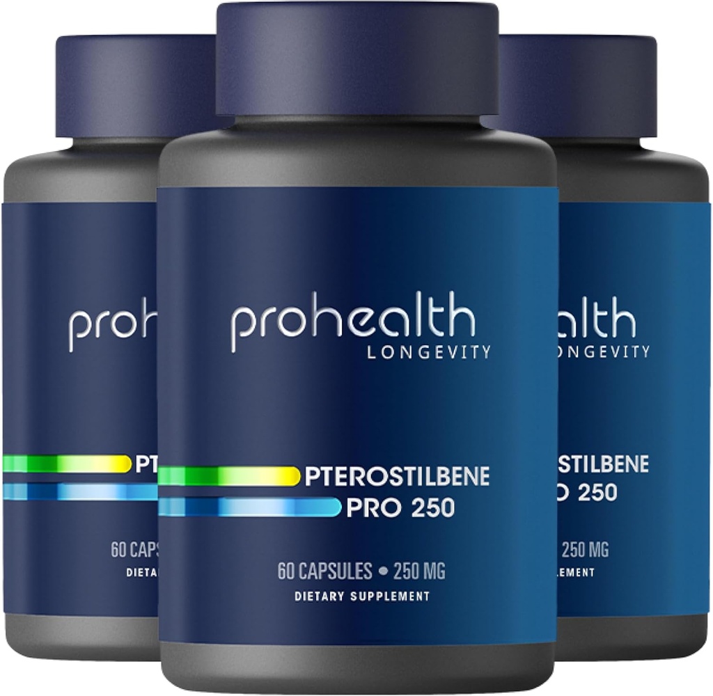 Pterostilbeneサプリメント(250mg、60カプセル) | 臨床的に証明される、第3部 心と脳の健康のための抗酸化剤 | 長寿遺伝子の活性化 (3パック)