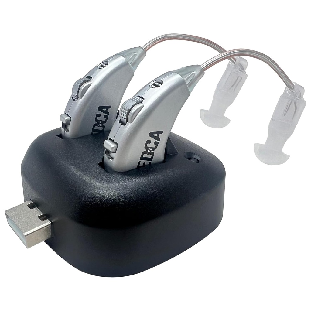 デジタル補聴器 - USBドック付き充電式BTEパーソナルサウンドアンプのペア - 耳の健全な増幅の背後にあるプレミアム - MEDCA