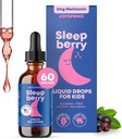 JoySpring Sleepberry Kids Melatonin 3mg - Lテアニン、高吸収ベリードロップ(2 fl oz)60サービング、ビタミンDキッズトラベルエッセンシャル付き子供用メラトニン