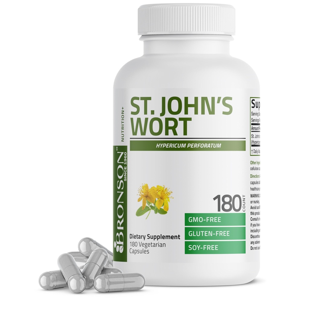 Bronson St. John's Wort 700 MG/サービングHypericum Perforatumは、ポジティブな気分をサポート - Non-GMO、180 ベジタリアンカプセル