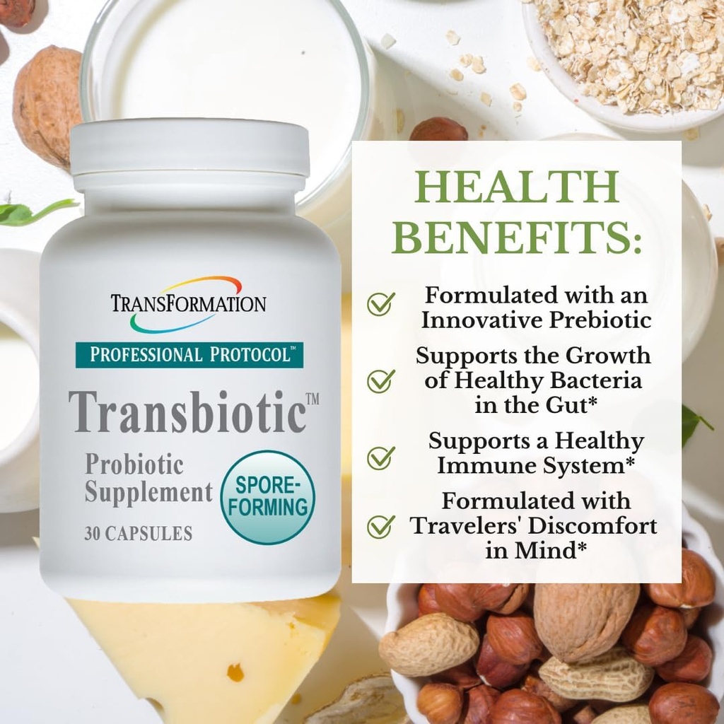 Transformation The Genesis of Good Health Enzyme Transbiotic Probiotic Supplement, Advanced Formula for Gut Flora Balance, GI Tract, Health Benefits, High Potency Prebiotic & Probiotic Blend, Non-GMO