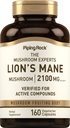 パイピング・ロック・ライオンズ・マネ・マッシュルーム サプリメント | 2100mg | 160 Capsule | レディース・男性向けエキス | ベジタリアン・非GMO・グルテンフリー対応商品