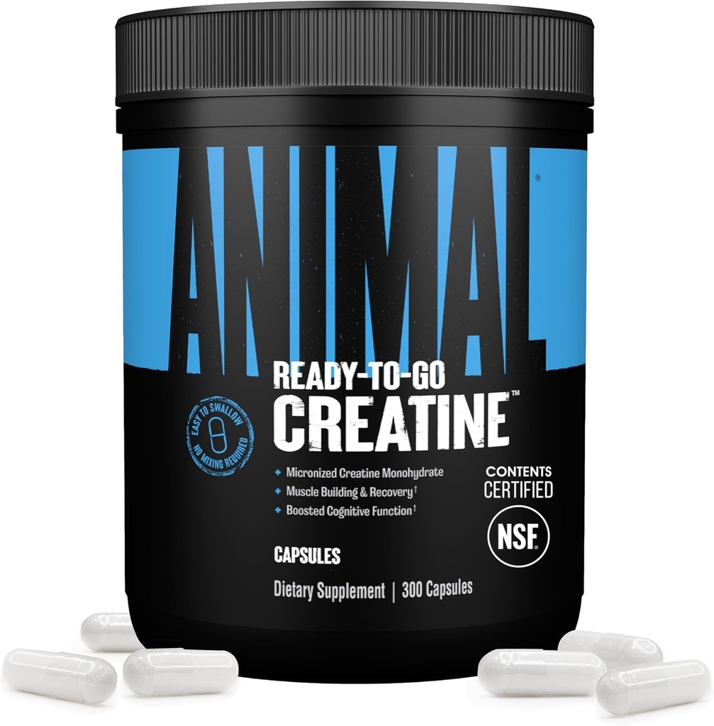 動物によって微粉にされるクレアチンの Monohydrate のカプセル - 300 の帽子、筋肉成長、持久力、APP の生産、認知機能、強さ、回復および遅れ筋肉疲労を支えるサービングごとの 2500mg