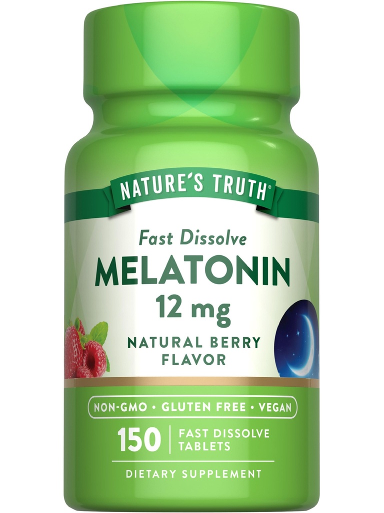 Nature's Truth Melatonin 12 mg | 150錠 | クイック・ディスソルブ | ナチュラルベリー・フレーバー | ヴィーガン・非GMO・グルテンフリー 大人のサプリメント