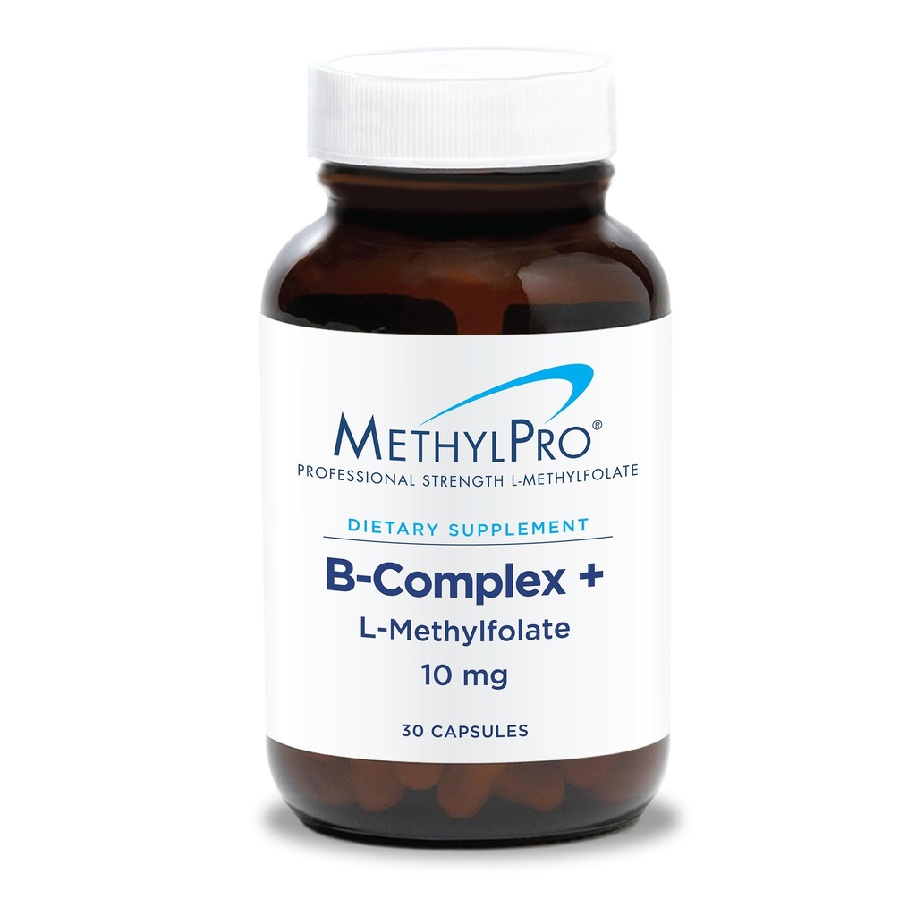 MethylPro B-コンプレックス + L-メチルフォレート10mg - 女性と男性のためのメチル化されたビタミンBコンプレックス、葉酸、ナイアシンおよびビオチン、VIT Bサプリメント - 30ビーガンカプセル