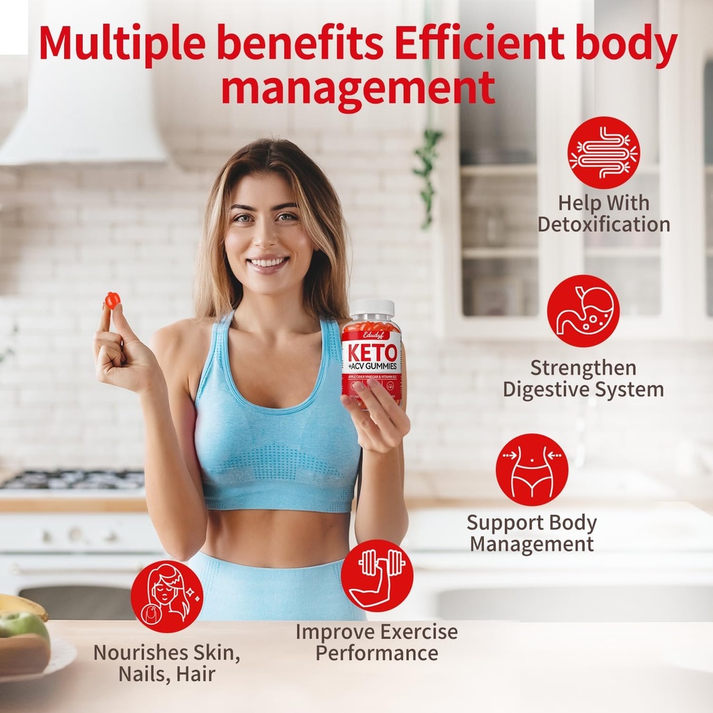 Keto ACVグミー、グルテン&砂糖無料Apple Cider Vinegarサプリメント男性&女性 - 180グミー(1500mg-3パック)