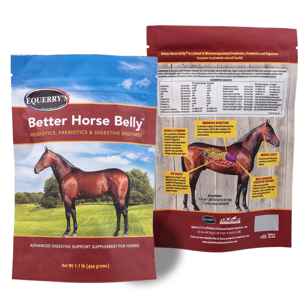 EQUERRY'S Better Horse Belly - ガットサポート付き馬のサプリメント | プレバイオティクスと消化酵素の併用による馬のプロバイオティクス | 疝痛、消化器用アップセット用、1.1LB