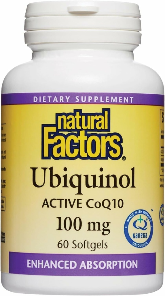 自然な要因Ubiquinol 100のmg -サポート中心の健康及び自然な活力-優秀な吸収の酸化防止サポート補足-亜麻仁オイルとのエネルギー サポート- 60のSoftgels (60のサービング)