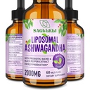 Liposomal Ashwagandhaの液体は2000mg、Ashwagandhaの根のエキスの補足(7%のwithanolides)を焦点、Cognition及びエネルギーのためのプロバイオティクス- 2 FL.OZ (1本のびん)落とします