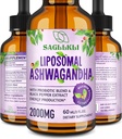 Liposomal Ashwagandhaの液体は2000mg、Ashwagandhaの根のエキスの補足(7%のwithanolides)を焦点、Cognition及びエネルギーのためのプロバイオティクス- 2 FL.OZ (1本のびん)落とします