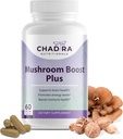Mushroom Boost Plus - 10-in-1 Mushroom Supplement with Cordyceps, Lion’s Mane, Reishi, Turkey Tail & Shiitake - Immune Support, Energy & Brain Supplement - 60 Veggie Capsules