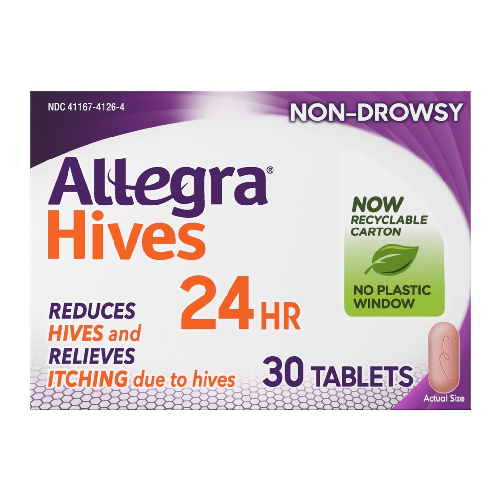 AllegraはAntihistamine 24Hourのタブレット、非眠気のハイブの減少およびハイブ・イッチの救助、180のmg Fexofenadine HCI、30の計算を取除きます